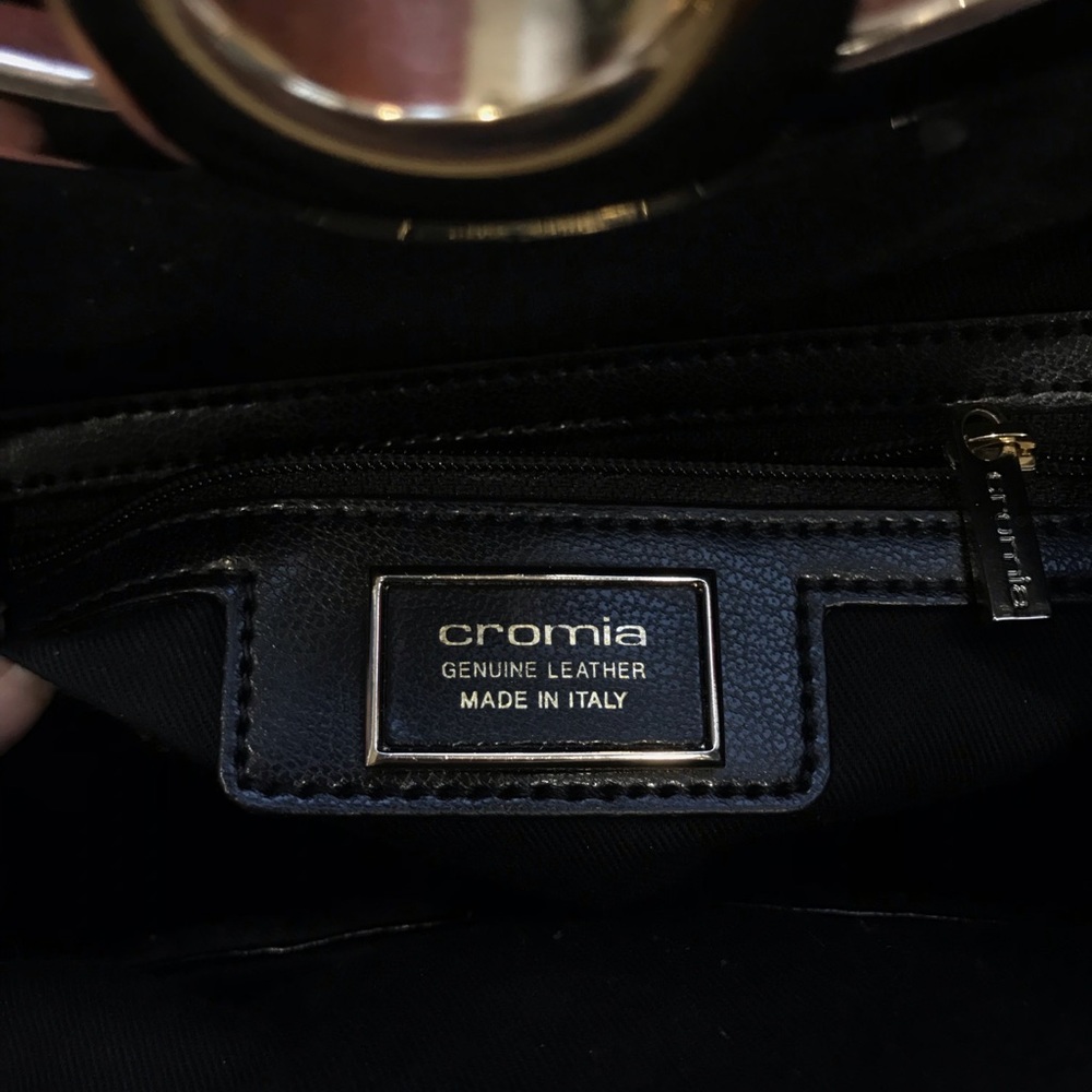 Cromia | Authentic Black Italian Leather Handbag - Picture 7 of 8